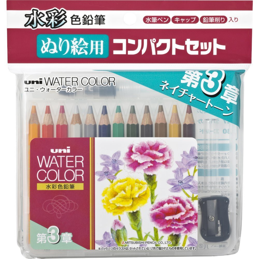 運費折扣 茉莉生活 日本uni 水彩色鉛筆第3章附水筆削筆器三菱鉛筆 蝦皮購物