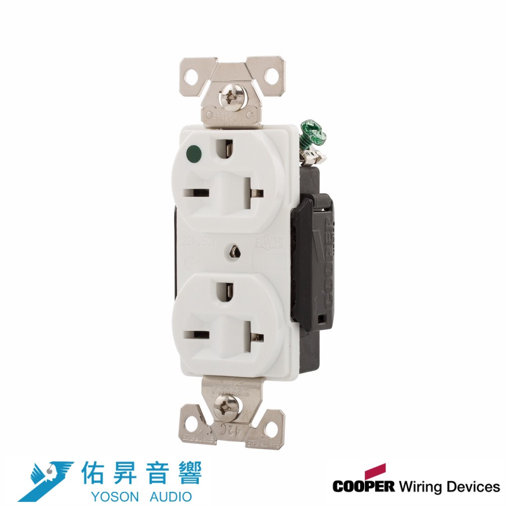 美國COOPER AH8400W 20A 250V /220V NEMA 6-20 DUPLEX型 白色 高級醫療級插座