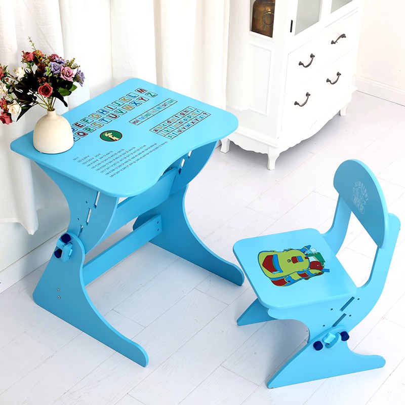 (台灣現貨)簡易型成長型兒童書桌(兩色可選:藍色.粉紅色) 可依身高調整高低 學習桌 課桌椅 兒童椅