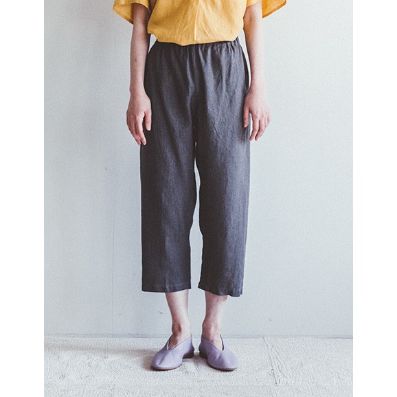 "PINK &amp; GREY" Fog line work 亞麻七分褲 ELIANA PANTS ACIER