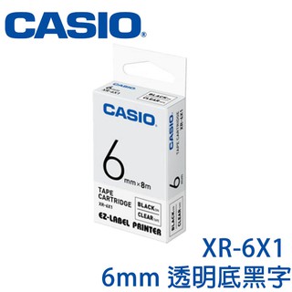 【3CTOWN】含稅開發票 CASIO卡西歐 6mm XR-6X1 透明底黑字 原廠標籤機色帶