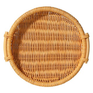 客廳收納 手工天然藤編託盤圓形長方形越南日式麵包水果零食收納籃