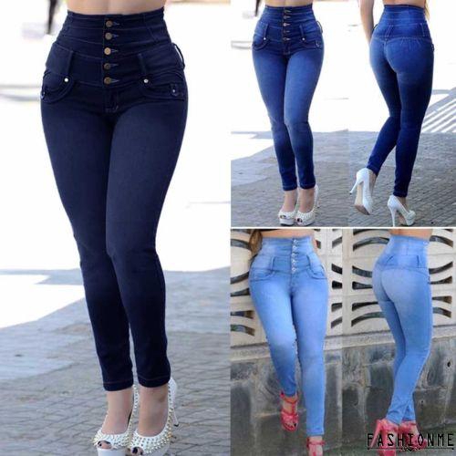 Amm Sell 性感女性高腰緊身緊身長牛仔褲鉛筆彈力 蝦皮購物