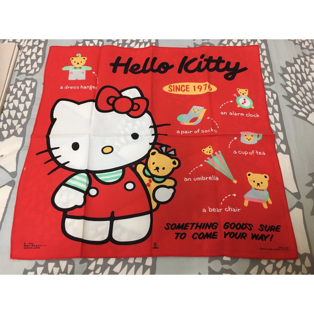 ＜采芳小舖＞二手商品，Hello Kitty,凱蒂貓,三麗鷗,Sanrio,1989 手帕1(餐巾)(客訂)