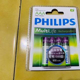 PHILIPS 飛利浦 低自放 鎳氫充電電池 AAA 4號 一組4顆