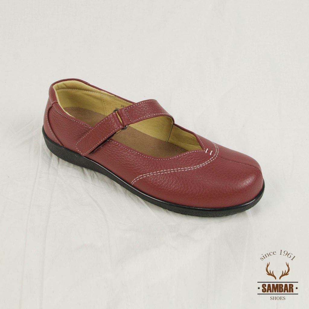 【Sambar 水鹿】282 都會真皮娃娃鞋 台灣製 手工真皮鞋  桃紅色22~24cmD楦