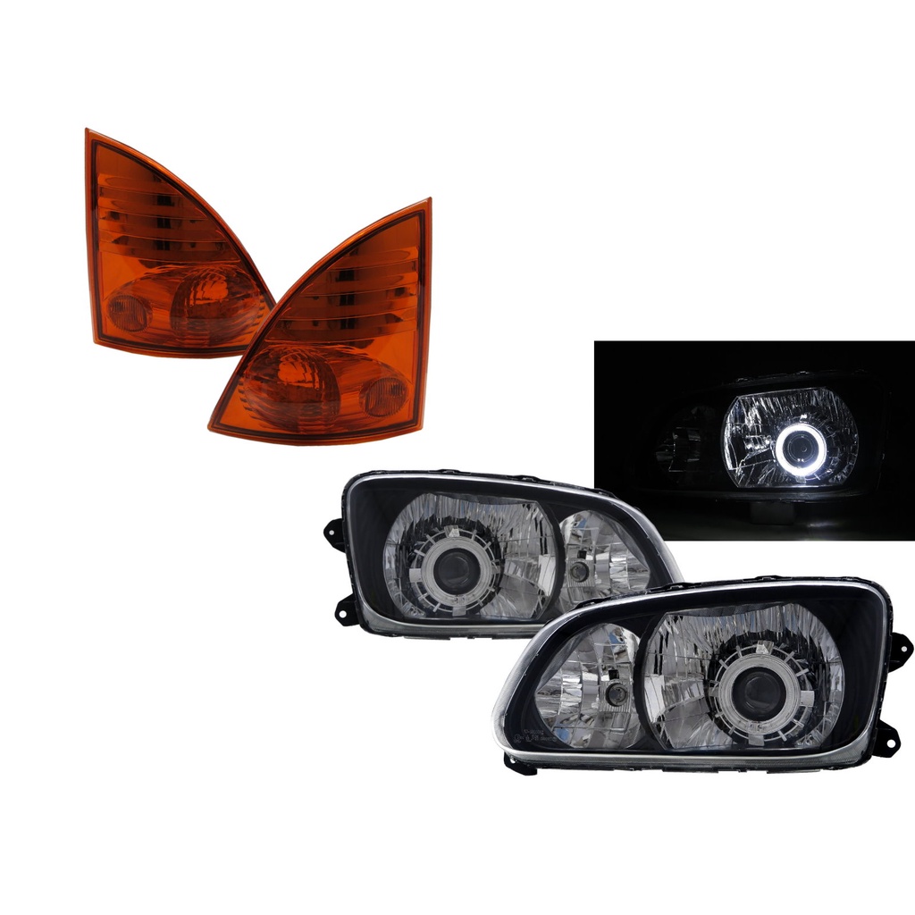 卡嗶車燈 適用 HINO日野 Profia 2008-Present 兩門車 光導LED天使眼魚眼含角燈 大燈 V2