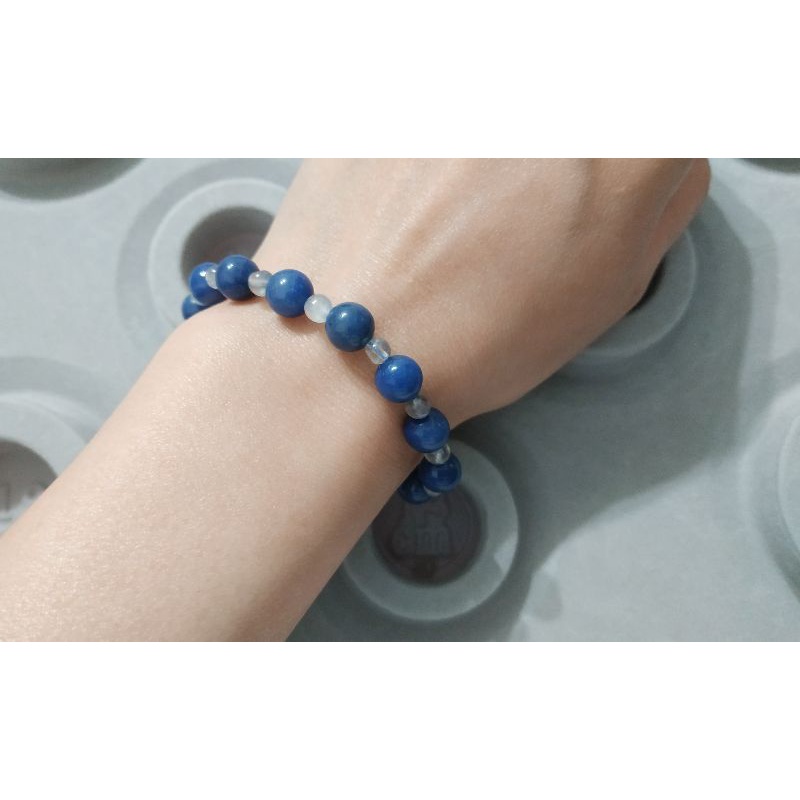 天然水晶-藍線石設計款手串