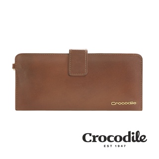 Crocodile 鱷魚皮件 真皮長夾 壓釦錢包 可拆式手帶 2卡 Naturale 4系列 0103-10603-淺咖