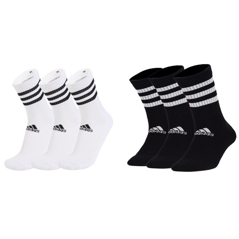 [Adidas] socks 中高筒 運動 休閒襪 三雙入 厚底 黑 DZ9347 白 DZ9346《曼哈頓運動休閒館》