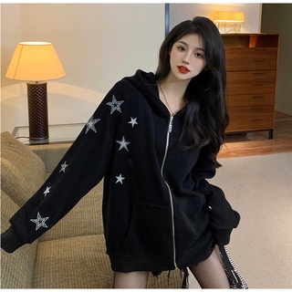 胖胖美依.外套 長袖外套 棉花糖女裝M-XL韓系衛衣連帽星星刺繡雙層帽開衫外套MB020-6619.