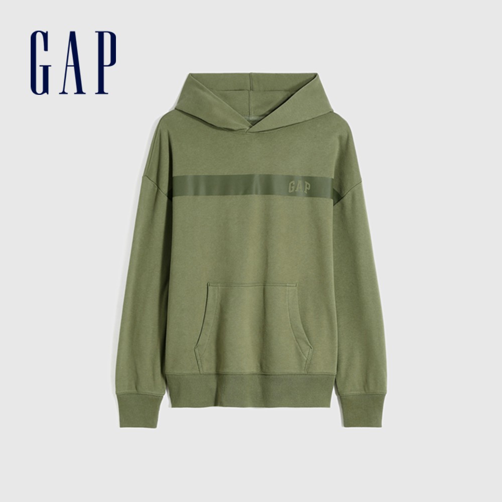 Gap 男裝 Logo寬鬆帽T 碳素軟磨法式圈織系列-綠色(731818)