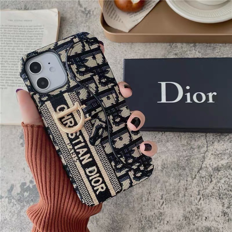 潮牌Dior 12 pro手機殼絨布刺繡包
