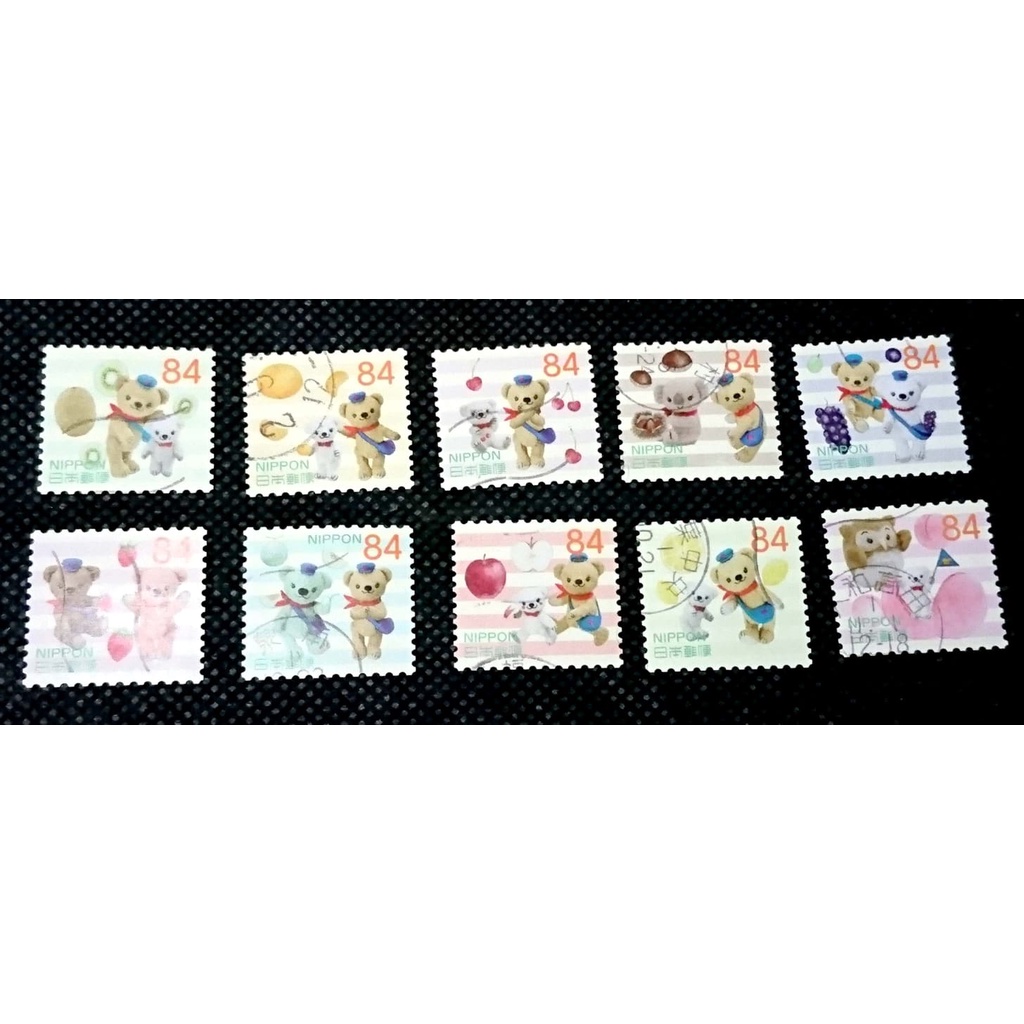 日本郵便2019發行郵政小熊與好朋友銷戳郵票(已使用，不能寄信)
