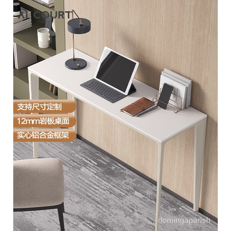 【免運】“淘銀家 ”  一字板書桌窄款40cm小戶型定製書桌迷你家用極簡岩板辦公書桌80cm 0Xc8