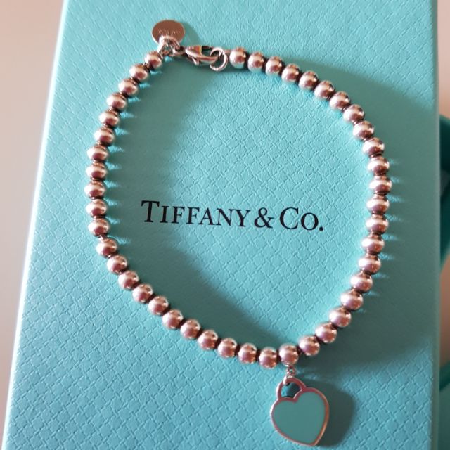 免運Tiffany Co. Return to Tiffany經典藍綠愛心珠珠手鍊