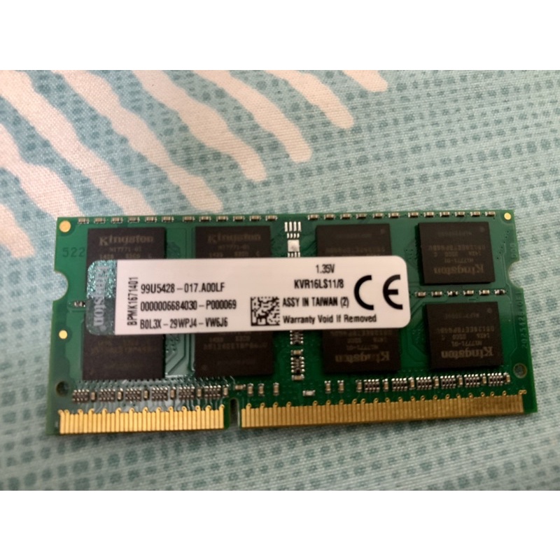 Kingston DDR3L 1600 8G 金士頓 兩隻一起賣 低電壓 記憶體KVR16LS11/8