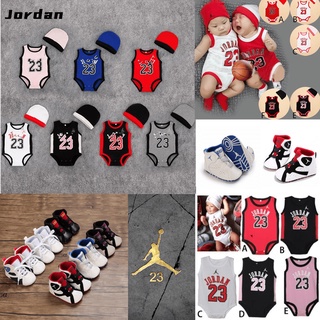 男嬰籃球球衣+帽子套裝新生嬰兒球衣喬丹23連身衣+喬丹高幫運動鞋