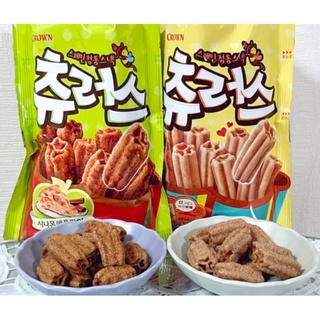 【台灣現貨+預購】Huache肥章魚㊣正韓代購★ CROWN 츄러스 吉拿棒餅乾 蜂蜜肉桂 迷你巧克力 蘋果肉桂