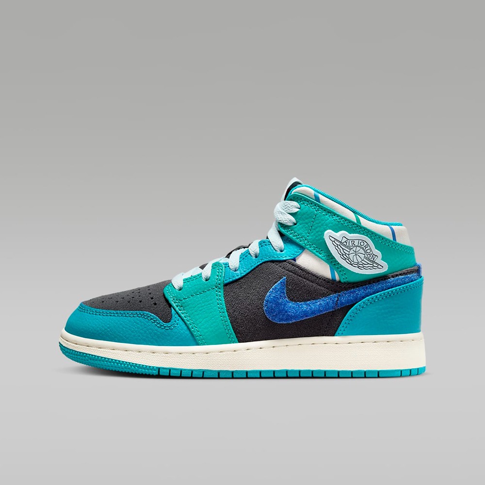 NIKE 籃球鞋 AIR JORDAN 1 MID SS (GS) 大童 女 FJ9482004 藍綠 現貨 廠商直送