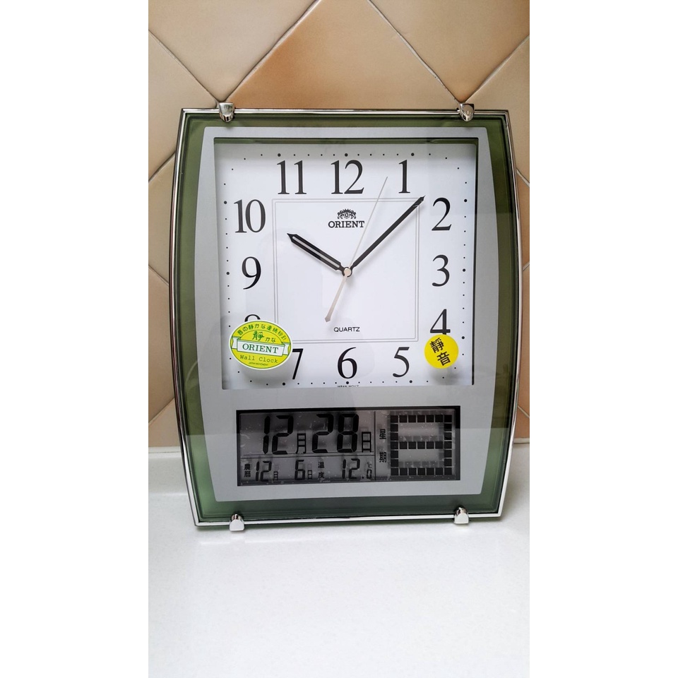 《精準鐘錶》日本東方ORIENT數位顯示.指針雙顯示 靜音 時鐘 掛鐘 P2427B. P-2427原廠公司貨綠色