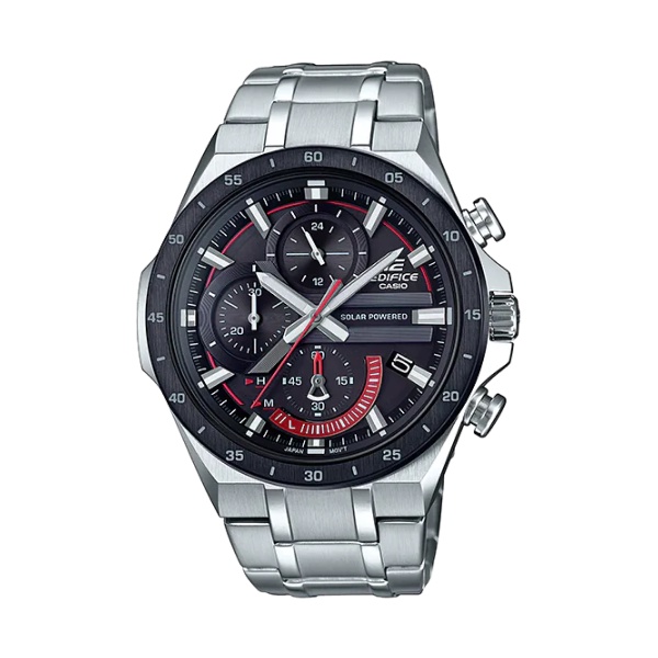 【CASIO EDIFICE】急速太陽能動態立體時尚腕錶-紅黑 EQS-920DB-1A