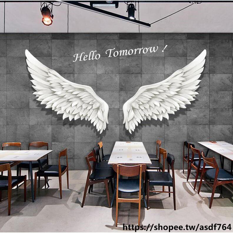 天使之翼牆紙少女心網紅拍照背景牆奶茶店創意3d立體翅膀裝飾壁紙 Asdf764 蝦皮購物