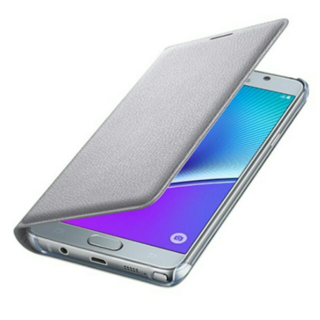 (銀色)全新原廠Samsung Note5翻頁皮套