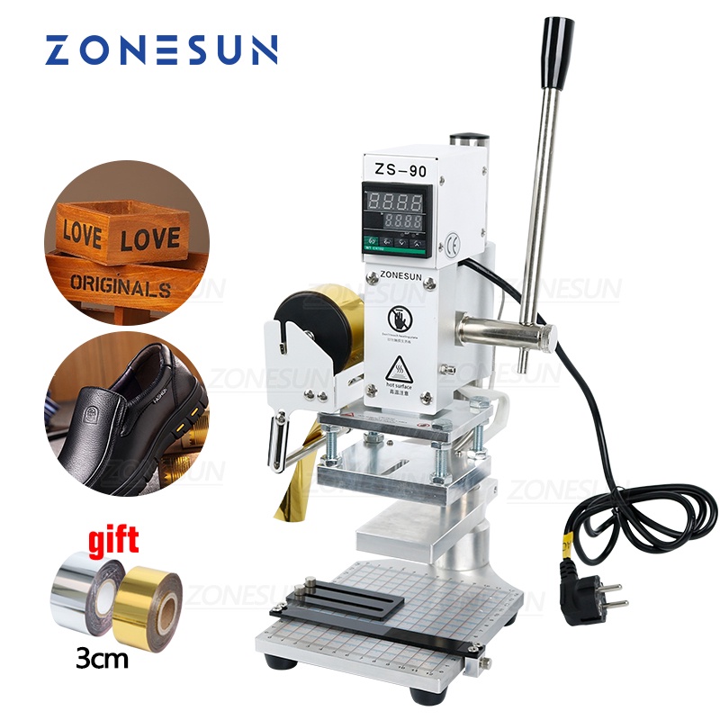 Zonesun 兩工盤手動紙皮LOGO PVC燙金燙金壓花機熱壓機