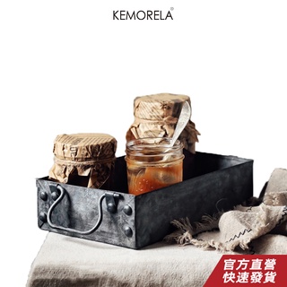 KEMORELA 長方形法式托盤 古董鐵製托盤 復古 金屬 雜物 早餐 麵包 方盒 特色餐盤 收納盒子