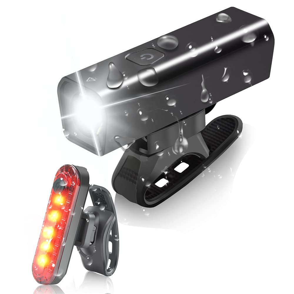自行車燈 Flides USB 可充電 ,2000LM 2200 mAh LED 自行車前大燈和後尾燈, IPX6 防水