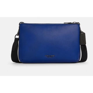 美國老人州 Coach 真皮拼接PVC拉鍊雙層斜揹包 一面Logo一面素色 臺灣現貨