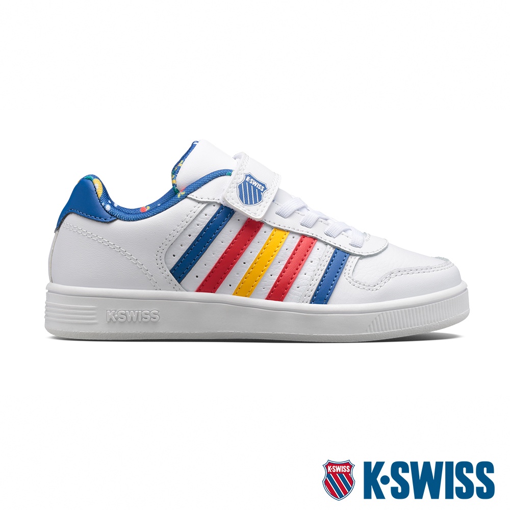 K-SWISS Court Palisades Strap時尚運動鞋-童-白/藍/紅/黃