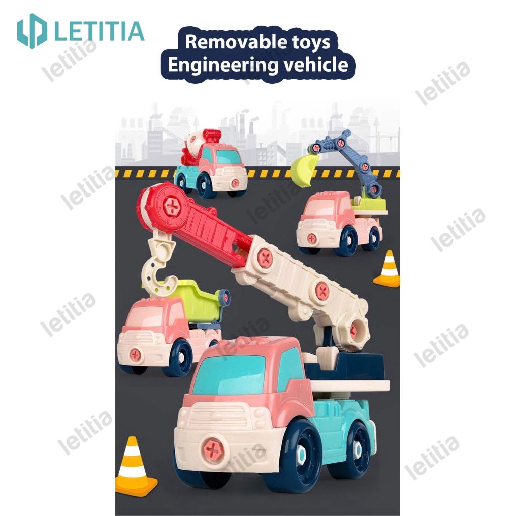 熱門項目 4種類型的diy迷你工程車玩具車自拆式玩具車兒童挖掘機玩具車兒童玩具letitia 蝦皮購物