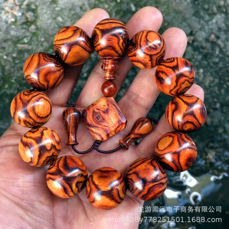 對眼x紋鬼臉15mm海南黃花梨紫油梨老料海黃佛珠手串男2.0