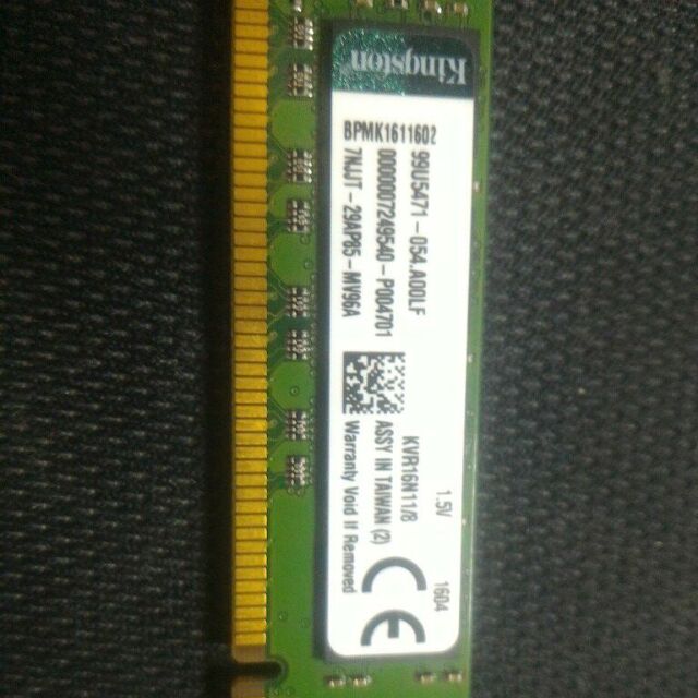 Kingston金士頓 DDR3 8G 1600 桌上型記憶體 kvr16n11s8/8
