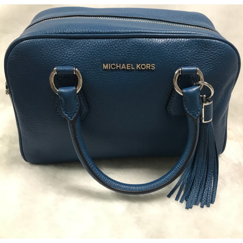 （現貨）Michael Kors MK  流蘇波士頓手提側背包 荔枝紋真皮 斜背包 購物包