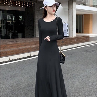 衣時尚 韓版時尚新款素色長袖洋裝連身裙 收腰顯瘦連身裙 4FD060_C 10446