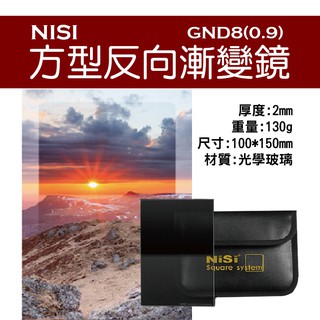 全新現貨@耐司GND8方型反向漸變鏡(0.9) 100*150mm 反向漸層方型濾鏡 方型插片式漸層減光鏡 久昱公司貨