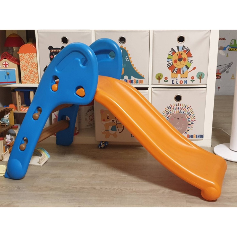 限自取二手兒童室內溜滑梯/小型溜滑梯/可折疊，橘藍色