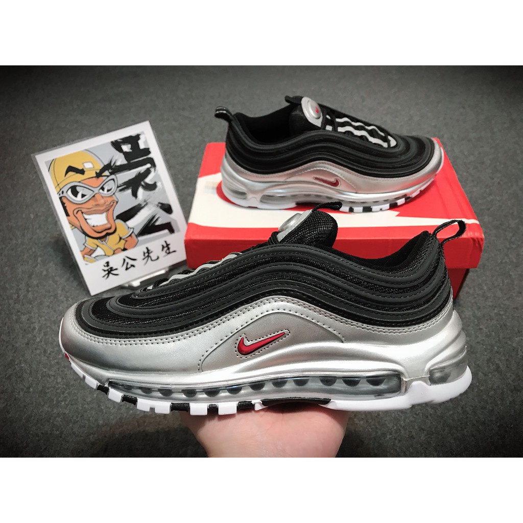 【吳公先生】NIKE AIR MAX 97 QS 黑色 銀色 紅勾 銀彈 黑彈 氣墊 休閒 AT5458-001