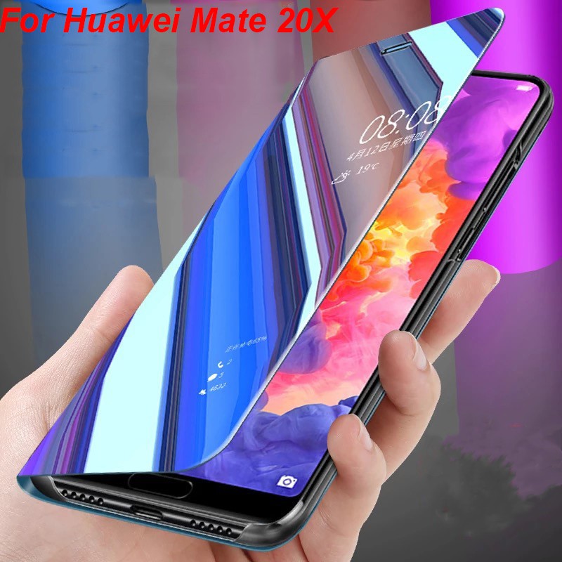 電鍍鏡面 華為 Mate 20X 手機翻蓋皮套 mate 20保護殼 mate 20 pro智能休眠支架防摔手機套 現貨