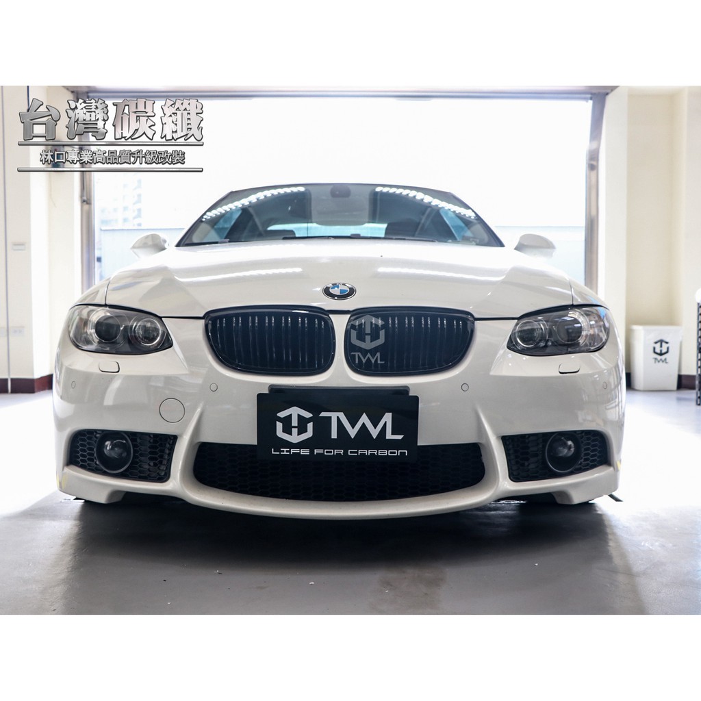 TWL台灣碳纖 BMW E92 E93 06 07 08 09年改M4 亮黑雙線水箱罩鼻頭 335i 335d 330i