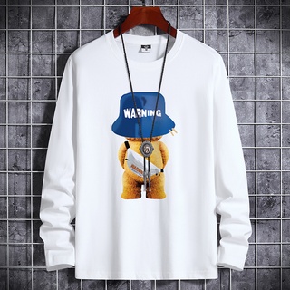 【M-6XL 115kg大尺碼】純棉新款秋季男長袖T恤純棉寬鬆百搭印花T恤秋季圓領上衣