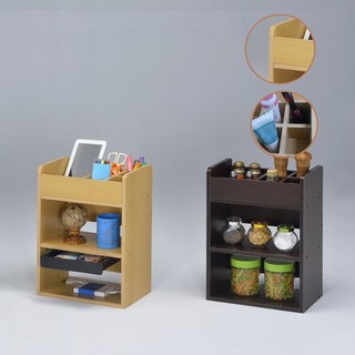 生活大發現-DIY傢俱-貝里斯多用途桌上架+抽屜/書架/展示架/桌上架/書櫃/化妝桌 (胡桃木色)