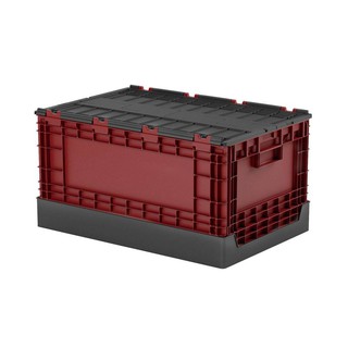 樹德 FB-6040L 掀蓋摺疊物流箱/收納箱- 黑蓋紅身