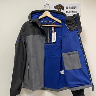 跩狗嚴選 極度乾燥 Superdry Tracer 運動風衣 彈性材質 炭灰 深灰拼接 灰藍 刷毛 外套 防風 連帽