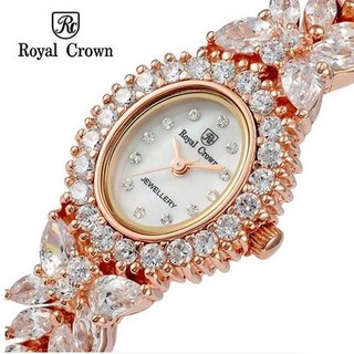 義大利Royal Crown 羅亞克朗- 氣質名媛奢華鑽石 滿鑽鋯石腕錶 RC手鍊錶