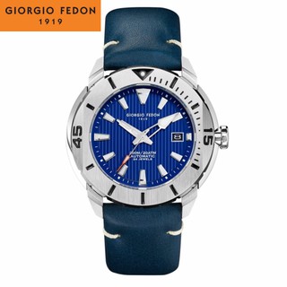 GIORGIO FEDON 喬治菲登1919 海洋系列 200米機械皮革腕錶 魟魚設計款 GFCH007藍/47mm