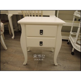 高雄．黛博拉家飾精品． 歐式傢俱鄉村傢俱實木家具白色造型二抽屜櫃床邊櫃床頭櫃沙發邊桌茶几桌角落桌電話桌茶几桌可訂製